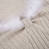 Fur Trim Knitted Slim Casual Long Dress