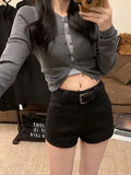 Pbong  British Style Spicy Girl Coffee Faux Woolen Shorts for Women Fall/Winter New Low-Waisted Straight Casual Short Pants Street Wear