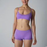 Pbong  Europe American Simple Pink Light Thin Lace Strap Tank Top Flat Corner Lace Underwear for Women Comfortable Stretchy Short Sets