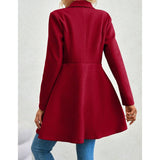 Women's Coats Winter Solid Color Long Sleeve Lapel Button-Up Work Coats New Year Red Valentine's Day Gift Outerwears