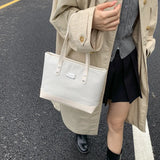 Pbong  Fashionable Large Capacity Tote Bag Women's New Style Commuter Single Shoulder Bag Urban Minimalist PU Bucket Shape Zipp...