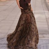 Vintage Paisley Maxi Skirts for Women Chiffon Printed A-line Boho Beach Wear Long Skirt Vacation Style Summer Ladies Faldas