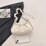 Pbong  Fashionable Pleated Chain Underarm Bag Women's Crossbody Bag Stylish Versatile Single Shoulder Bag for Casual Travel