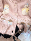 Cute Snowmen Pink Cardigan Sweater Women Vintage Sweet Print Loose Knitted Coat Japan Fall Winter Kawaii Female O Neck Tops