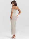 Lace Mesh Sexy Spaghetti Strap Maxi Dress For Women Spring Summer New Sleeveless Backless Bodycon Party Long Dress
