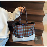 Pbong  Korean Canvas Shoulder Shopper Bag for Women Zipper Large Woman Tote Bookbag Fashion Brand Female Handbags Sac A Main Femme