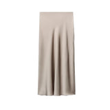 2025 Pink Sweet Satin Long Skirt New Solid Color High Waist Elegant Slim Summer Women Skirt Fashion Party Female Clothing