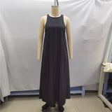 Pbong  Round Neck Sleeveless Flowy A-Line Midi Dress Empire Waist Casual Swing Summer Chic Minimalist Women Casual  Brunch Vestido