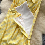 Chic Sexy V-neck Plaid halter Ruched Fairy A-line loose Summer  Women Boho Sundress  women clothing