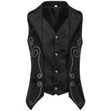 Medieval Renaissance Costume Vest Halloween Retro Casual Jacket Banquet Party Single-breasted Embroidery Black Vest for Adult