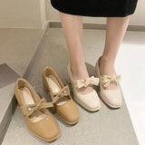 Pbong  Shoes for Women with Bow Square Toe Moccasins Woman Pumps Stilito on Promotion Popular Comfortable and Elegant Chic Slip 39 Non