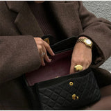 Brown Shoulder Pad Woolen Overcoat Women Elegant Lapel Single-breasted Long Sleeve Coat 2025 Autumn Lady Commuter Outerwear