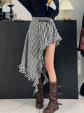 Pbong  Sexy Irregular Y2K Long Skirt Women Slim High Waist Streetwear Skirts Vintage Korean Design Harajuku Summer A Line Skirt