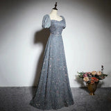 Pbong  Evening Dress New Skirt Femininity Banquet Flash Drill Square Collar Formal Dress Women Elegant Evening Dresses