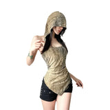 Fairy Grunge Sleeveless Holes Tank Top Hot Sexy Backless Irregular Hem Hoodies Tops Cyber Y2K Streetwear E-girl Vests