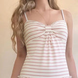 Pbong  2000s Japan Harajuku Hot Girl Slim Tanks Y2k American Vintage Sexy Striped Camis Summer Korean Fashion Sweet Sleeveless Top Chic