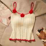 Pbong  Sexy Hollow Out Knitted Camisole Vest For Women Y2k Slim Fit Sleeveless Tops Mujer Summer New Bottoming Straples Tank Top