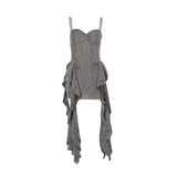 Women's Gothic Hole Sleeveless Irregular Mini Dress Backless Vintage Punk Bodycon Party Dress for Festival Halloween