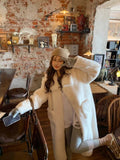 New Mid Length Fur Fur Coat for Women's Winter Environmental Protection Plus Cotton Thickened Lamb Hair Coat Fur Coat