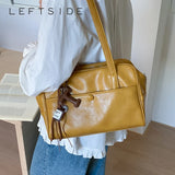 Pbong  Small Short Handle PU Tote Bags for Women Y2K Ladies Shoulder Bag Females Retro Handbags and Purses