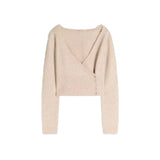 Fluffy Mohair Off Shoulder Cropped Sweater Oversize Slouchy Long Sleeve 2025 Autumn Cozy Women Knit Top Trendy Sweet Lady Jumper