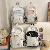 Women's Star Print Backpack Adjustable Strap Charm Decor Casual Daily School Bag Student Book Back Packs