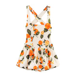 Fashion Retro Slimming Print Short Suspender Dress For Summer A-line High Waist Chic Vacation Beach Women Dress New
