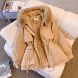 New Fashion Women Winter Jacket Fake Fur Collar Oversized Long Coat Hooded Warm Lining Female Puffer Jacket Parkas Mujer