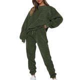 Pbong  Casual Solid Color Long Sleeve round Neck Pants Set Women's Spring Autumn Winter Outfit Comfortable Fashion Ensemble