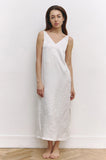 2025 New Bandage Sleeveless Satin Long Dress Solid Color Simple Casual Loose White Pajamas Summer Homewear Sleepwear Dresses