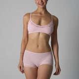 Pbong  Europe American Simple Pink Light Thin Lace Strap Tank Top Flat Corner Lace Underwear for Women Comfortable Stretchy Short Sets