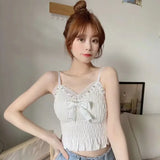 Y2k Tops French Floral Wood Ear-hem Camisole Women's Outer Wear with Breathable Lace Back-beautiful Underwear for Summer