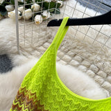 Women Dress New Europe Fashion Multicolor Spaghetti Straps Knitted Party Dress Vacation Style Lady Beach Vestidos