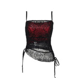 New Arrival Gothic Style Vintage Black Double-layered  Crop Top for Women Summer