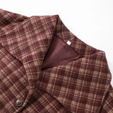 Pbong   Casual Plaid Stand Collar Jacket Women Loose Long Sleeve Single Breasted Pocket Female Jackets Autumn Winter Streetwear New