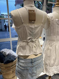 Lace Trim Sweet Slim Crop Top Women Summer Back Lace-up Cotton Sleeveless Camisole Vintage Preppy Style White Tank Tops Y2k New