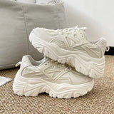 Pbong  New Women Fashion Platform Sport Shoes Women Spring Autumn Black Casual Chunky Sneakers Women Mesh Platform Shoes