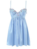 Pbong  Summer Sexy Chic Strappy Mini Dresss Lace Sleeveless Backless Ruffles Blue Holiday Women Ladies Party Dresses Vestidos