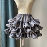 Pbong  Japanese Kawaii Mini Pleated Skirts Womens JK Jupe Sweet Lolita Solid Color Skirt Y2k Aesthetic Ruffled High Waist Faldas