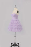 Pbong  Teen’s Short Tulle Homecoming Dress A Line Strapless Tiered Party Prom Dress Mini Cocktail Gowns for Women