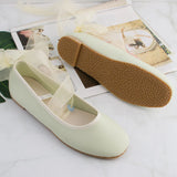 Pbong  Ribbon Bandage Ballet Flats Shoes Women Lace Up Elegant Mary Janes Shoes Ladies Yellow Spring Autumn Shallow Slip on Loafers
