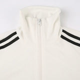 White Side Stripe turtleneck Zipper Dress