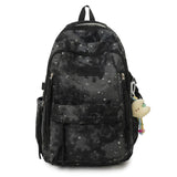 Pbong  Women's Star & Moon Print Backpack Tassel Detail Multi Pocket Adjustable Strap Casual Daily School Travel Bag Back Pack