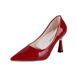Pbong  New Pointed Thin Heels Classic Casual High Heels New Embossed Fashion Large Shoes Women's Shoes