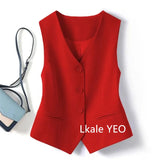 Women's Suit Vest Coat 2025 Spring Summer Sleeveless Retro Style Ladies Blazer Vest Temperament Short Lady Cardigan Waistcoat