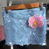 3D Flower Trim Sequin Shine Pencil Skirt Women High Waist Skirt Sexy Club Party Coquette Glitter Sparkle Mini Skirt Streetwear