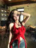 Sexy Tank Tops Women Sleeveless Irregual Leopard Crop Tops Halterneck Camis Streetwear Party Wear Tanks Summer Beach