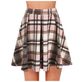 Pbong  Retro Patchwork Mini Skirt Casual Checkered Half-length Skirts Elegant Commute Style Polyester Blend Cross-Border Fashion