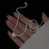 925 Sterling Silver Heart Necklace Charms Delicate Geometric Shape Pendant Party Gift For Women Fashion Jewelry 