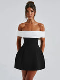 Bow Backless Sexy Mini Dress For Women Robe Elegant Off-shoulder Strapless Sleeveless A-line Club Sexy Dress Vestido